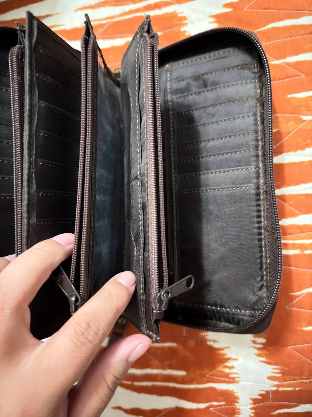 STS Ranchwear Brown Zip-Around Leather Wallet
